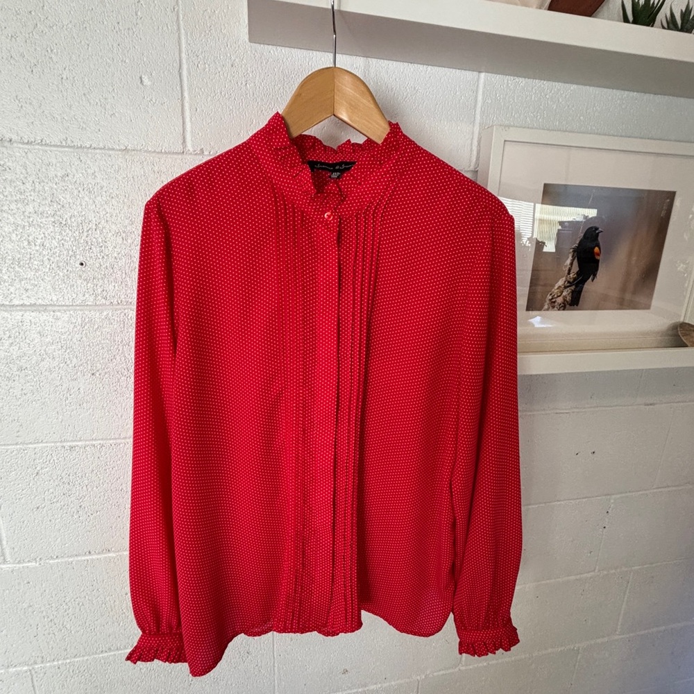 Red Button-Up Blouse